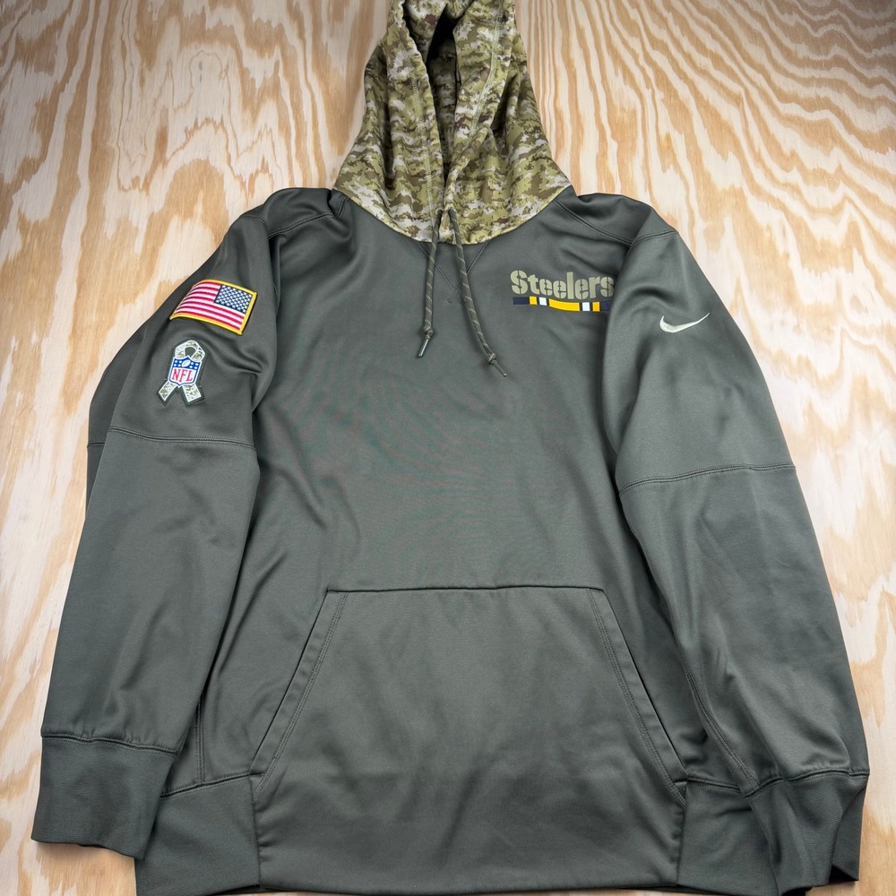 Nike Pittsburgh Steelers Salute to Service Hoodie Mens XL Olive Green 853430-325